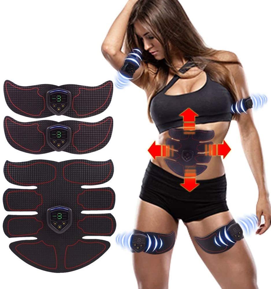 USB Rechargeable Smart EMS Fitness Belt Abs Muscle Toning Trainer Stimulator Kit